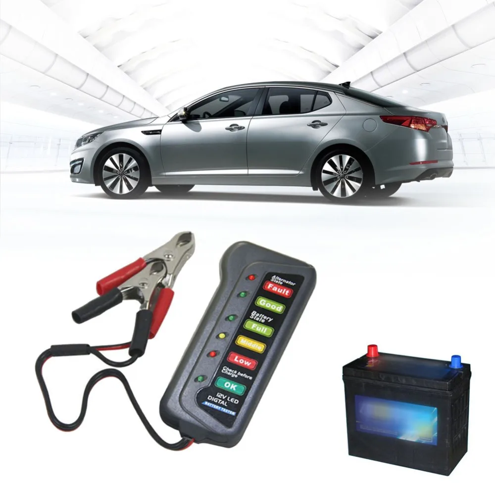 12V16v24v digitalni baterije alternator tester avto vozila diagnostično orodje, s 6 LED osvetlitev zaslona baterijo tester avto, motorno kolo