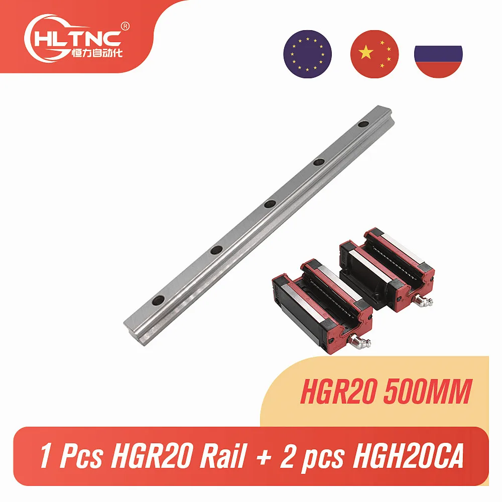 20 mm Tip 1pcs HGR20 Linearno Vodilo Železniškega L500mm železniškega + 2pcs prevoz Blok HGH20CA/HGW20CC bloki za cnc usmerjevalnik
