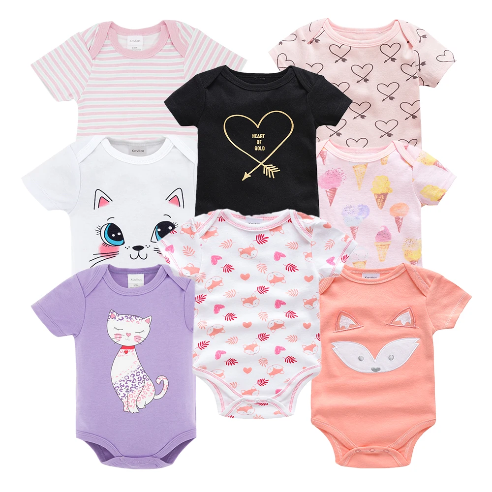 2019 8 kos/veliko Poletje Baby Dekleta roupa de bebes Novorojenčka Dolgimi Rokavi Jumpsuit Bombažno Pižamo 0-12 Mesecev, igralne obleke Otroška Oblačila