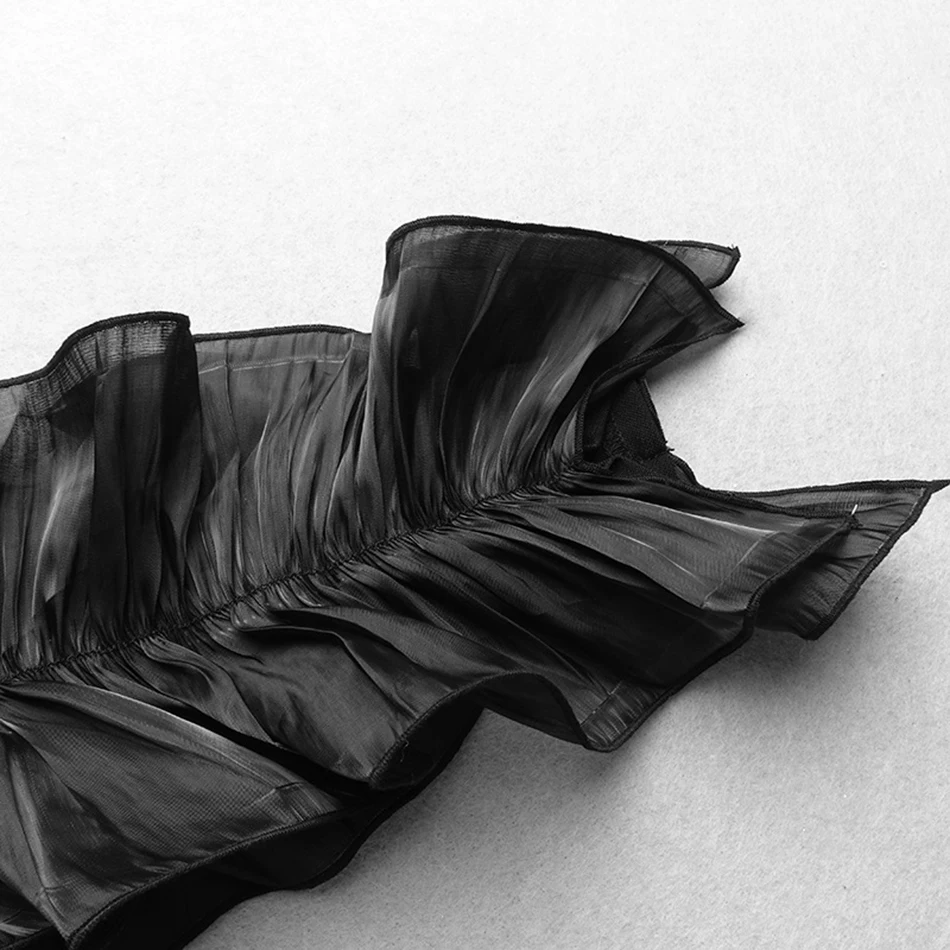 2019 Jeseni Nove Ženske Povoj Seksi Obleko Off-Ramo Dolg Rokav Lotus Black Listi Bodycon Mini Obleko Večer Stranka Vestidos