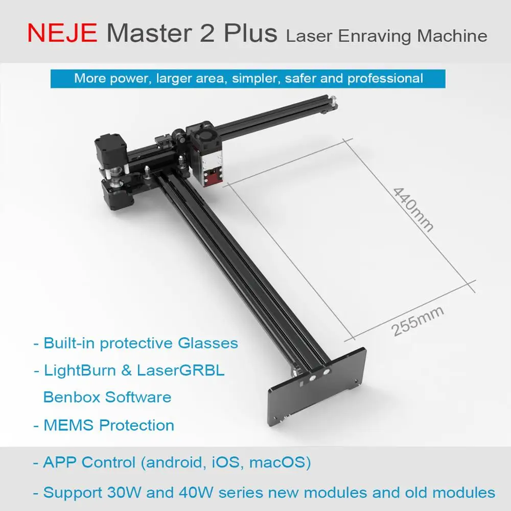 2020 NEJE Master 2 Plus 40W CNC Profesionalno Lasersko Rezanje, Laser Graverja - Lightburn - Bluetooth - App Nadzor