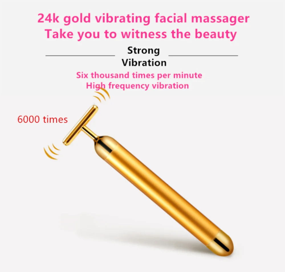 24K Gold Roller z vibriranjem Obraza Massager Hujšanje Kožo Obraza Lepota Bar Impulz, Učvrstitev Obraza Masaža Dvignite Zatezni Gubam Bar