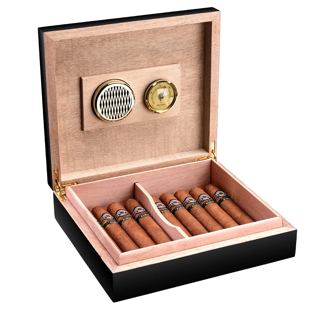 25Count cedrovine Obložene Cigar Humidor Vlažilnik Z Vlagomerom Primeru Polje HH-1901