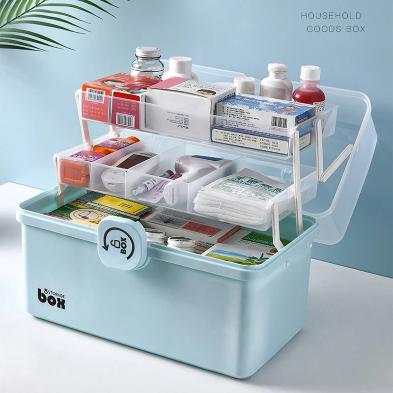 3/2 Plast Prenosni Komplet za Prvo Pomoč Škatla za Shranjevanje Plastičnih Multi-Funkcionalne Družine Sili Kit Polje z Ročajem Medicine Omari