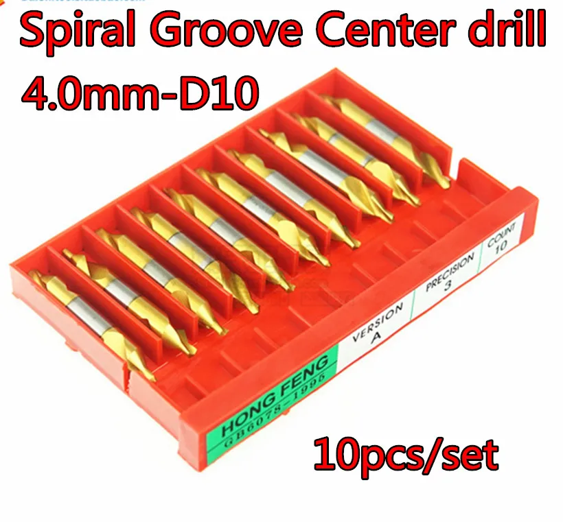 4.0 mm -D10 10pcs/set 60degrees HSS prevleko iz Titana Spirala Groove Center drill Obdelave: legirano jeklo, itd Brezplačna dostava
