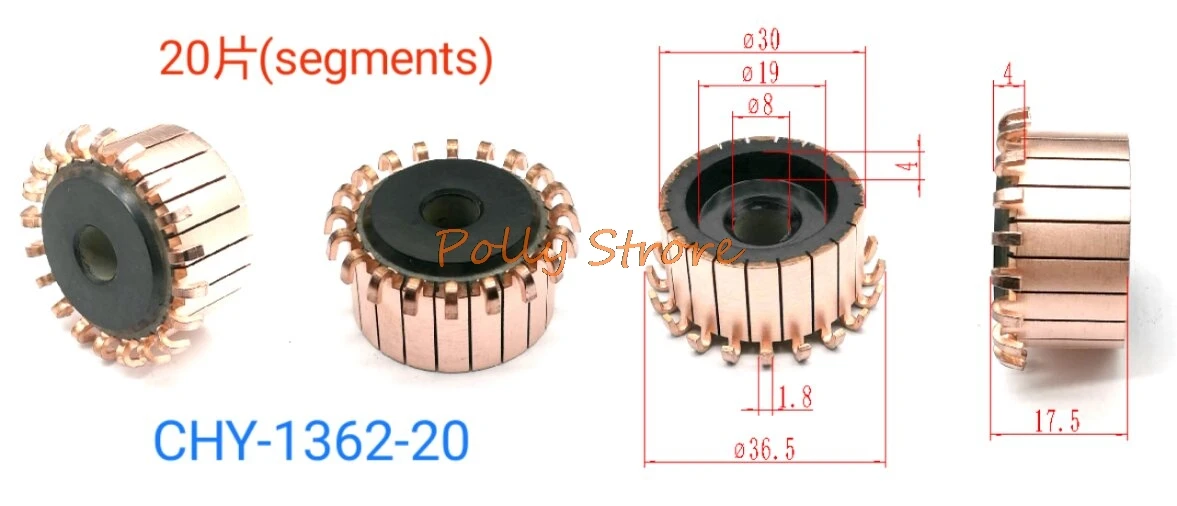 5pc 8 mm x 30 mm x 17.5 mm 20P Bakrene Palice Alternator Električni Motor Komutator CHY-1362-20