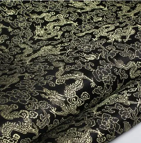 90 cm*100cm Brocade tkanine, tkanine, oblačila kostum cheongsam z okrasnim robom, tkanine, obleka diy brocade črna širina zlati zmaj