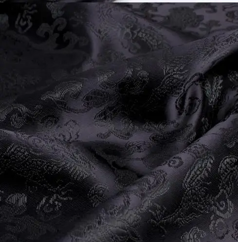 90 cm*100cm Damasta tkanine cheongsam kostum dekorativne tkanine brocade tkanine - črno ozadje Črni Zmaj