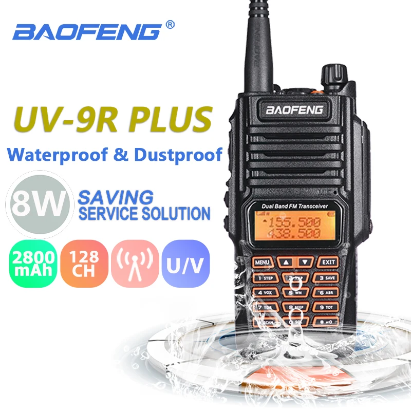 Baofeng UV-9R Plus Walkie Talkie 8W 2800mAh UHF&VHF IP67 Nepremočljiva Baofeng UV 9R dvosmerni Radijski UV9R je Bil Lov Radijske Postaje.