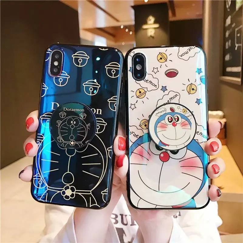 Blue Ray Doraemon Risanka Mehko Silikonsko Ohišje Z Nosilcem Za Xiaomi Mi A1 A2 8 Lite A2 Lite Mi 8 SE Mi 9Mi 9T Mi 10 Mi 10 Lite