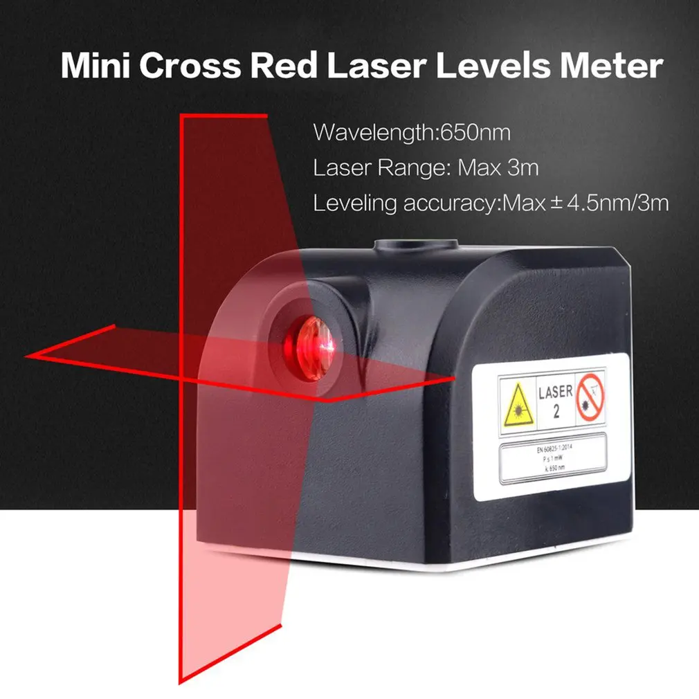 Borbede Prenosni Mini Križ Rdeč Laserski Merilnik Ravni 2, vrstica 1 točka 650nm Izravnavanje Instrument z LED indikator Magneta komplementa