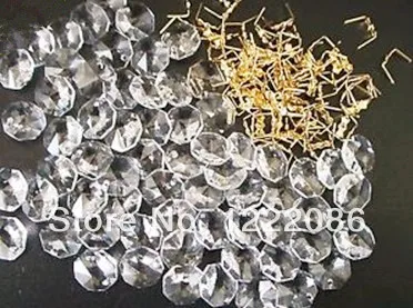 Brezplačna dostava,14 mm aaa 2-luknjo jasno octagon kristalno steklene kroglice lestenec verige deli 60pcs kroglice+60pc medenina bowtie