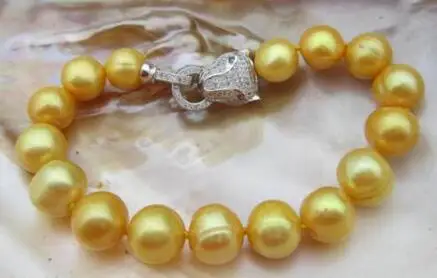 Brezplačna dostava >oplemenitena nakit Velik 9-10 mm naravnih Sladkovodnih zlato pearl zapestnica 7.5-8inch
