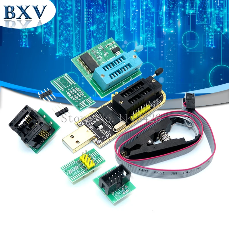 CH341A 24 25 Serije EEPROM-a (Flash) BIOS USB Programer Modul + SOIC8 SOP8 Preskusni Posnetek + 1.8 V, ac + SOIC8 adapter DIY KOMPLET BXV