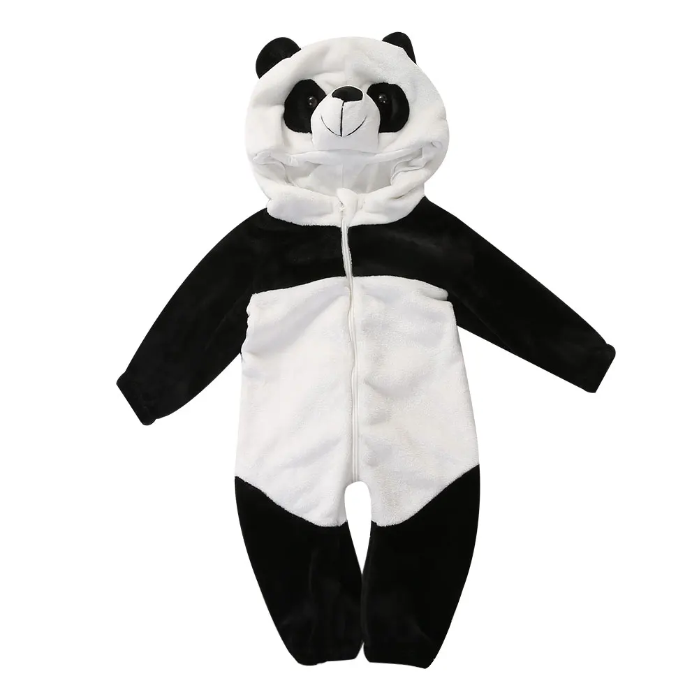Citgeett Srčkan Baby Girl Boy Panda Dolgimi Rokavi, igralne obleke Pozimi Mehko Toplo Jumpsuit Playsuit Otroci Srčkan Risanka Darila SS