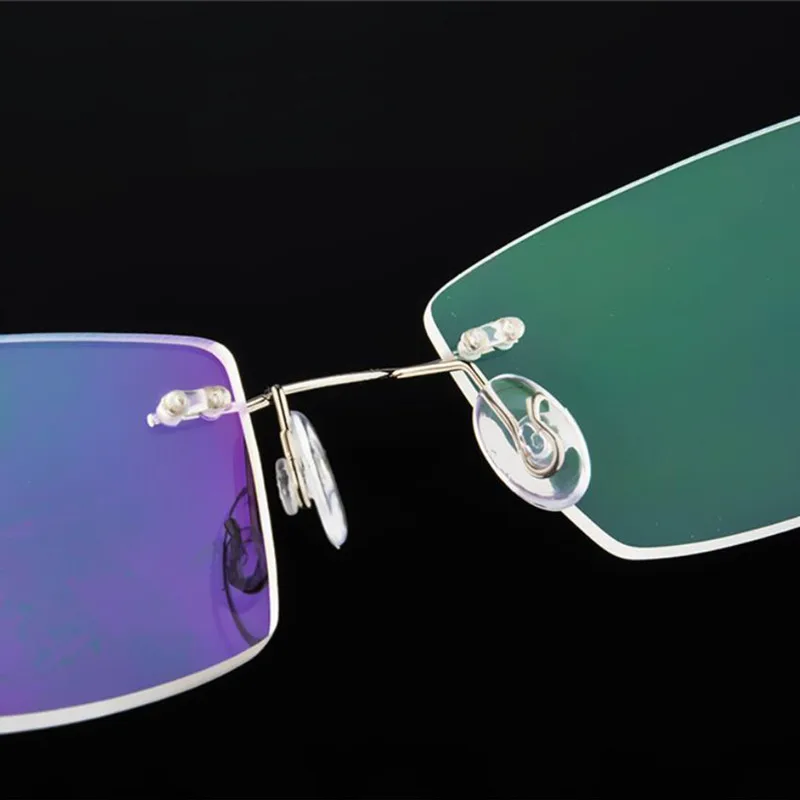 Classic Mens Titana Rimless Očala Okvirji , Pomlad Tempelj Kratkovidnost Optični Okvir , Ultra-lahka Očala brez okvirjev F858