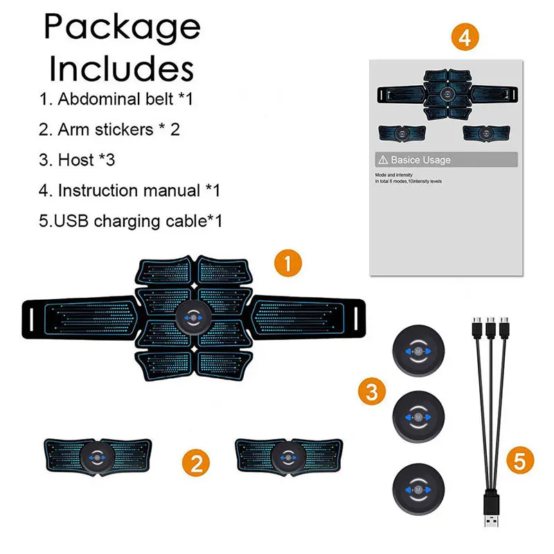 EMS Trebušne Mišice Stimulator Inteligentni Trener Skupaj Abs 8Pack USB Priključite Domači Fitnes Oprema Hujšanje Massager дляживо