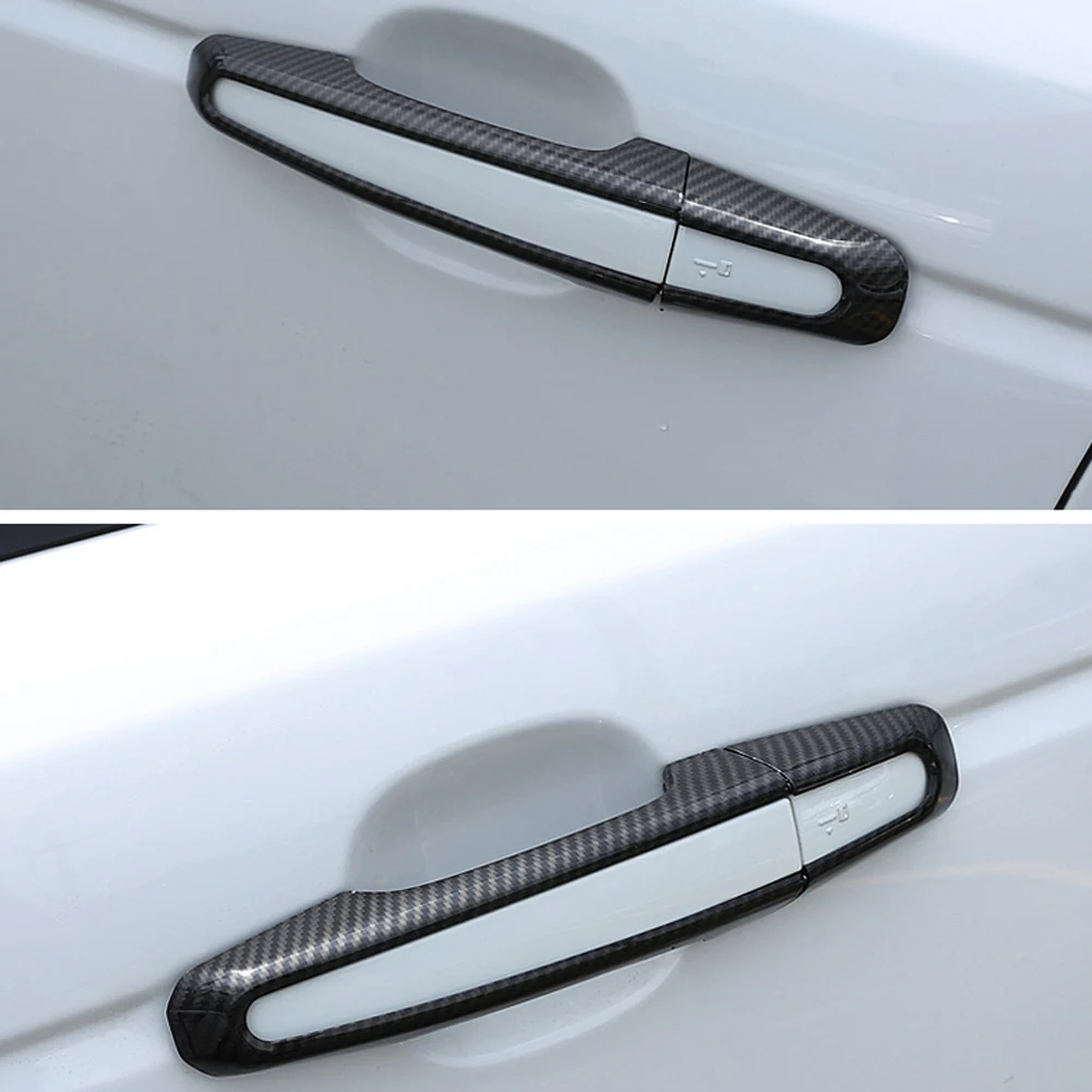 Gloss Black+Ogljikovih Vlaken Slog Vrata Avtomobila Ročaj Kritje Trim Okvir Nalepke Za Jaguar XF X260 XE X760 F-TEMPO f tempo X761-2019