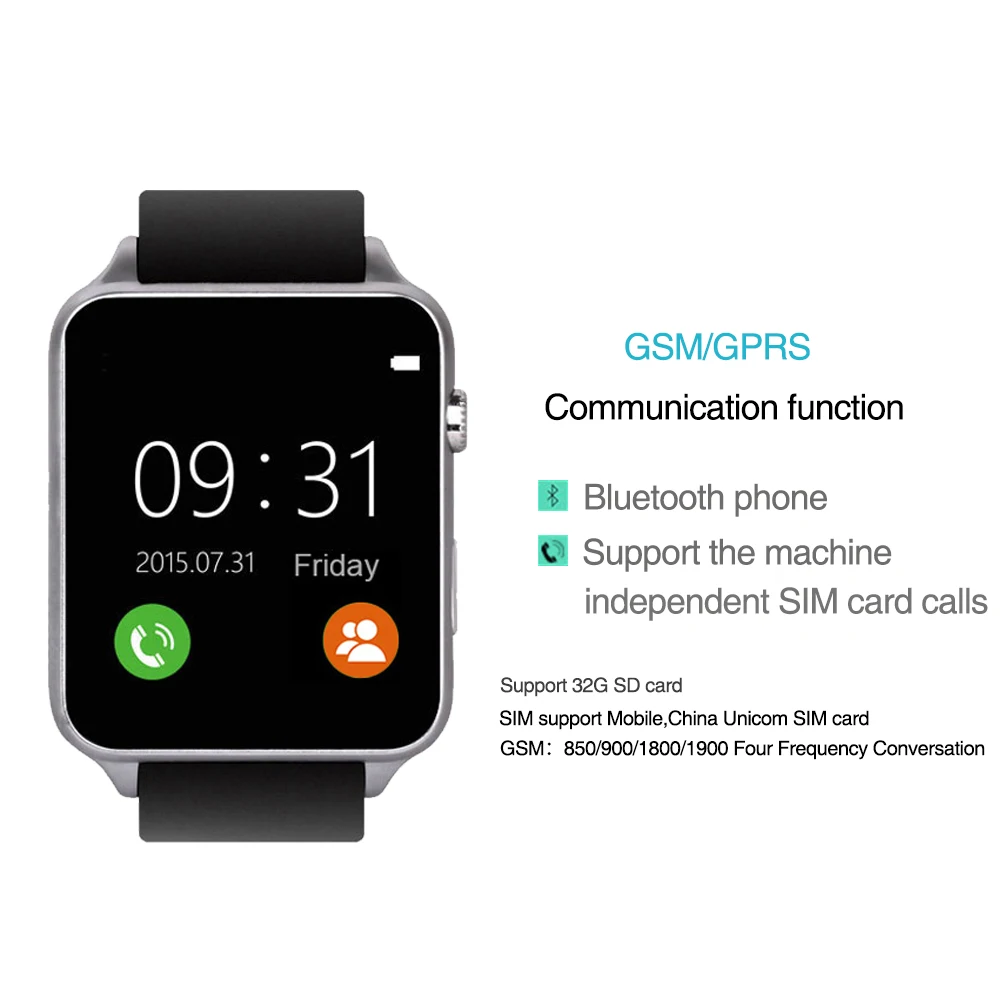 GT88 Pametno Gledati Android Pedometer Srčni utrip Tracker Razsvetljavo Šport Smartwatch za IOS Andriod Kamero Telefona Watch