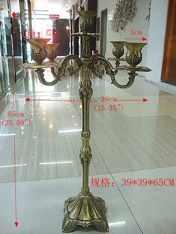 H65/85/105 cm bronasto retro 5arm sveča hoders kovinski sveča candelabra božični okraski za dom dekoracijo ZT044
