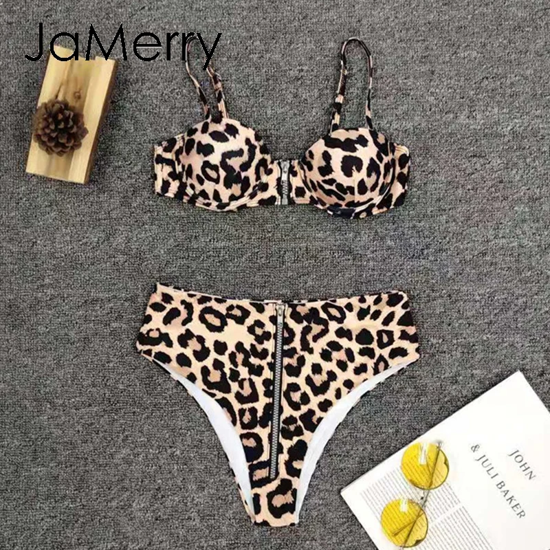 JaMerry Seksi bikini Leopard tiskanja push up kopalke ženske Visoko pasu kopalke 2020 ženske kopalke kopalcev obleka, nov