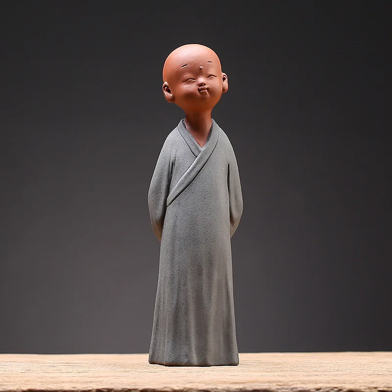 Kitajski keramični Zen malo menih kip Sodobno ročno Srčkan slika kiparstvo Začetni dnevni sobi, mansarda urad figurice