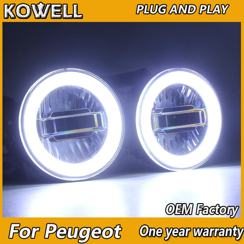 KOWELL Avto Styling za Peugeot 206 207 301 307 308 408 508 LED Luči za Meglo Auto Angel Eye Meglo Lučka LED DRL 3 funkcija model