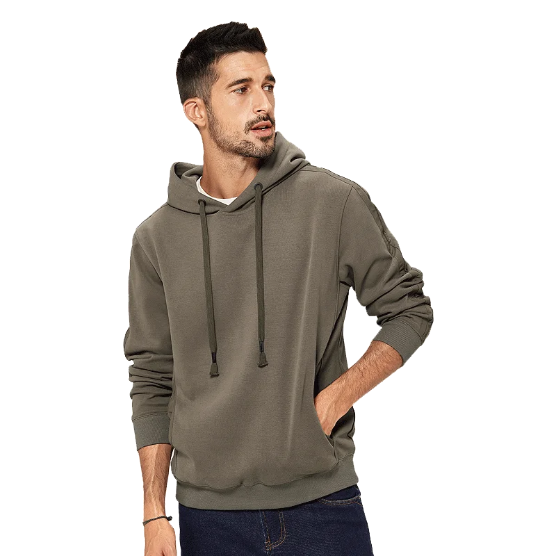 KUEGOU Bombaž jeseni Moški pulover s kapuco majica puloverju barva pozimi prosti čas Hip Hop zgornji del trenirke moški top plus velikost UEW-8937