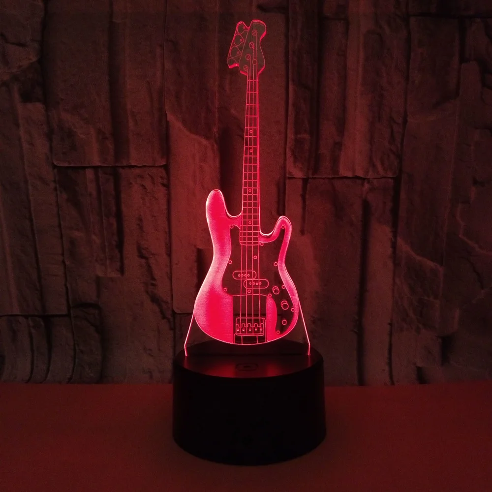 LED Kitaro 3D Noč Svetlobe Akril USB Pisane Remote Touch 3D Iluzije lučka Glasbila Vzdušje Lučka Najboljša Igrača Darilo