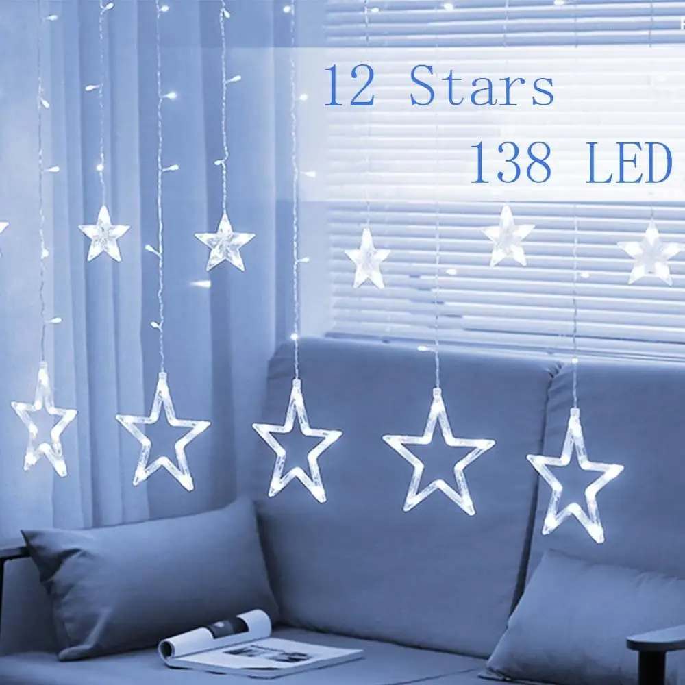 LED Niz Luči 4,5 M Pravljice Star Zavesa Svetlobe, Poroka Garland Božič, Lučka 8 Utripajoča Načini Neon Luči Doma Dekor