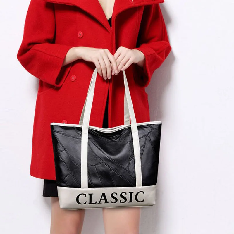 Luksuzni žensk vrečko 2020 nove, velike zmogljivosti, tote vrečko oblikovalec šivanje pismo dekoracijo torbici mehko PU usnje torba