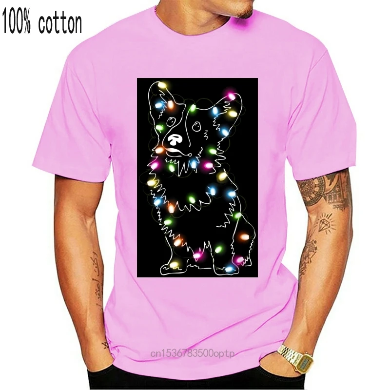 Luči Led Smešno Srčkan Corgi Božič Corgi Xmas Tree T-Shirt-moška T-Majica-Črna