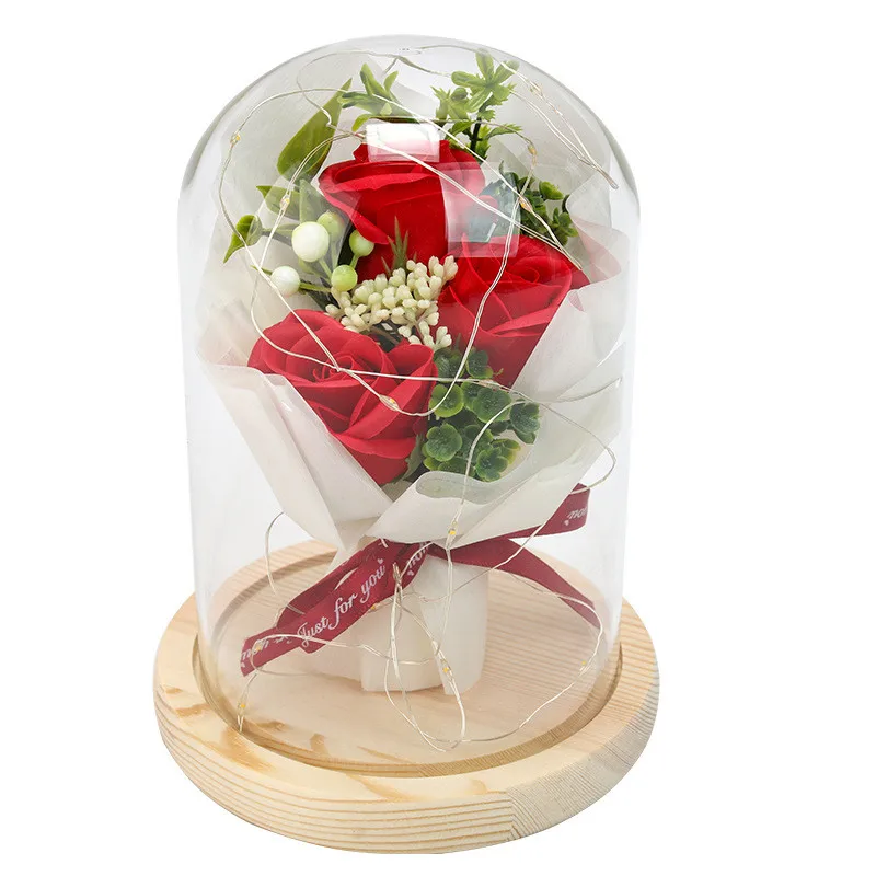 Mati Valentinovo Milo Rose Šopek Nesmrtno Rožo steklen Pokrov z Led Luči Darilo Polje Home Office Odlikovanja