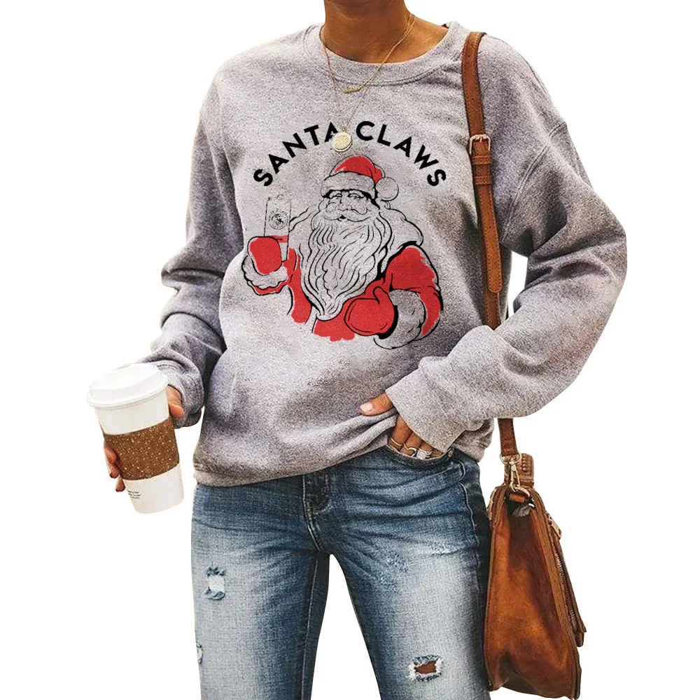 Moda Božič Ženske Majica Priložnostne Outwear Santa Claus Natisnjeni Dekleta Hoodies Šport Puloverju Ulične Harajuku Vrhovi