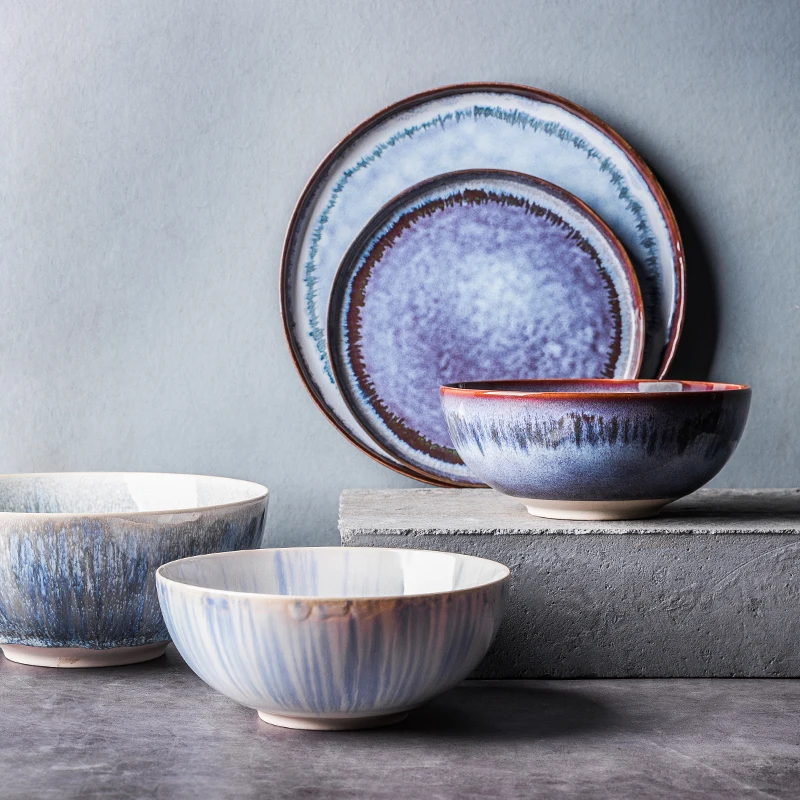 Nordijska keramične posode riž skledo za solato rezanec bowl za 8,5 palca 2300ml velika juha skledo underglaze gradient porcelana jedi