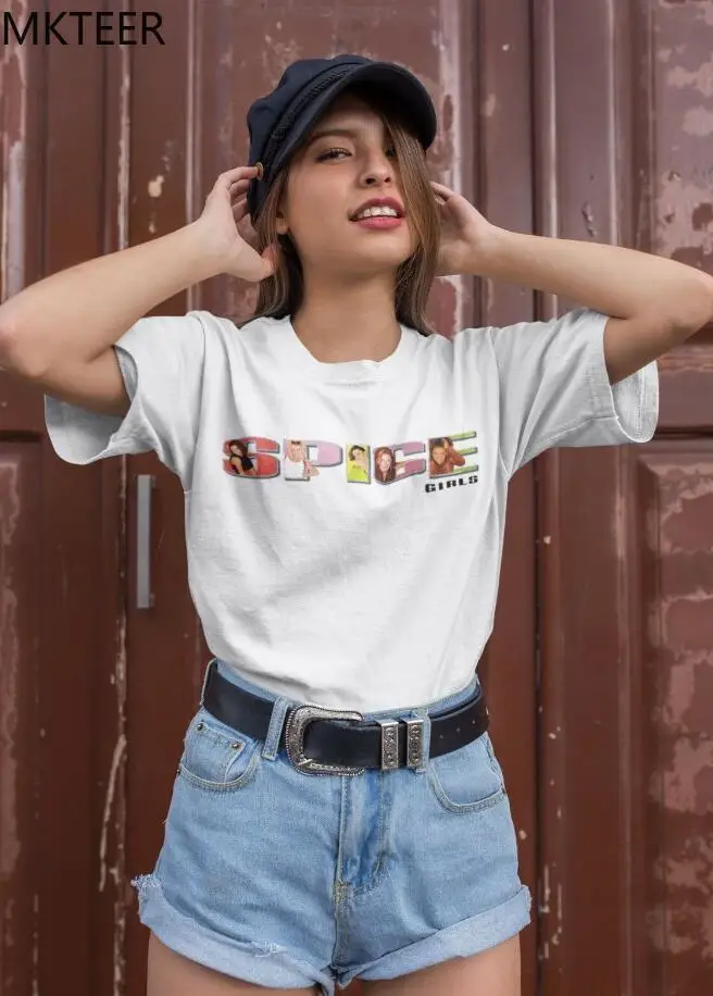 Nov Prihod Letnik Spice Dekleta T-Shirt 2020 Poletje Plus Velikost Vrhovi Grafični Harajuku Ulzzang Vrh Ženske Letnik Estetske T-shirt