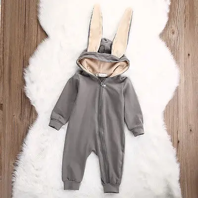 Novo Malčke Baby Girl Boy 3D Uho Bombaž Romper Jumpsuit srčkan toplo obleko Obleke Kostum