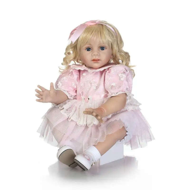 NPK Lutka Prerojeni malčka big 60 cm mehke silikonske vinil prerojeni baby doll veren kodraste blond dekle prerojeni baby doll model igrače darilo