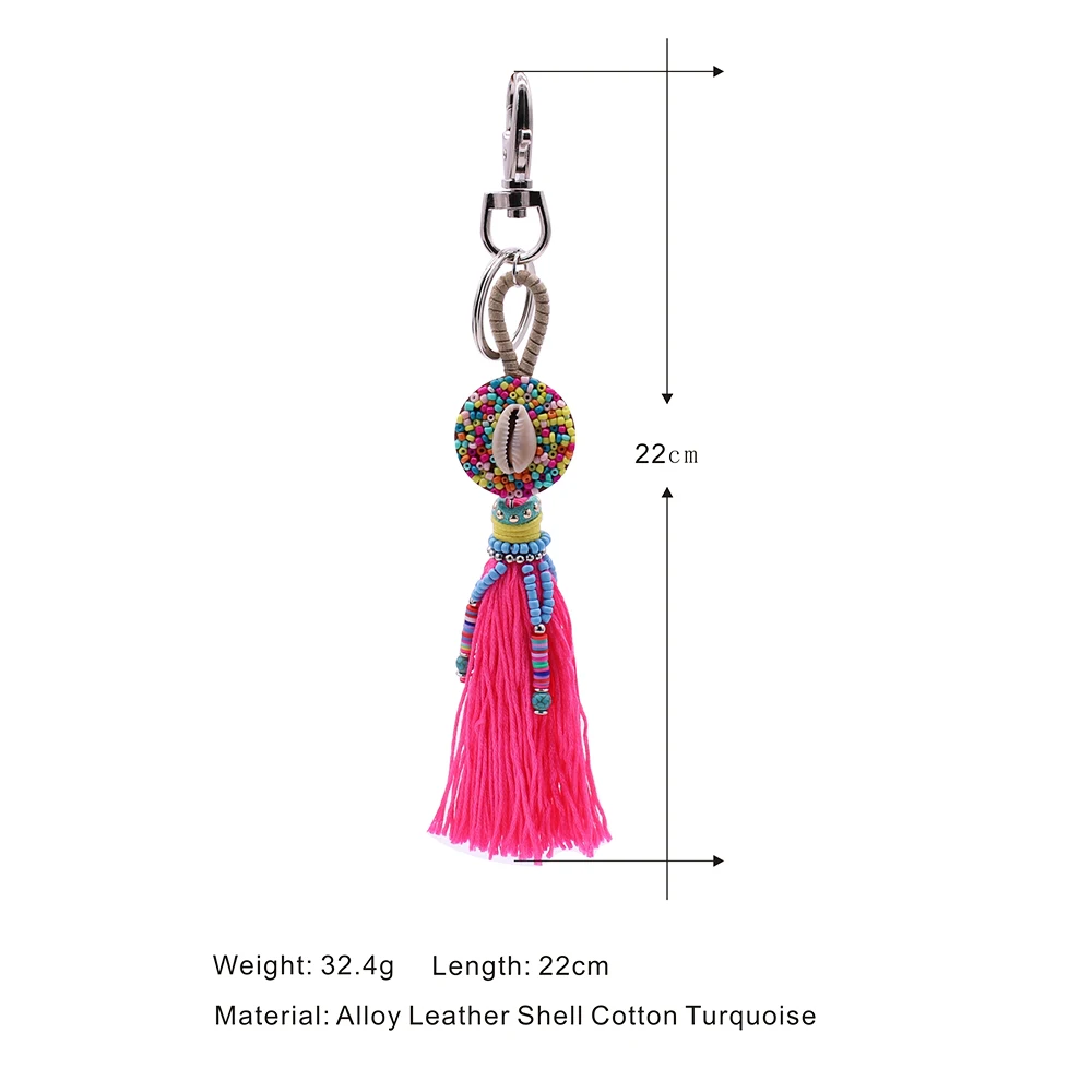 Onlyee Boemski stil ključnih verige moda dolgo tassel ročno usnje ključnih verige dame vrečko sponke visoke kakovosti etnične nakit