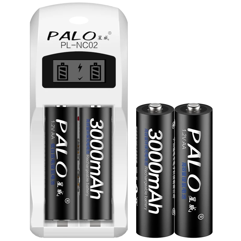 PALO 2pcs 9V Polnilne Baterije NI-MH 300mah+Inteligentni Polnilec Za 1,2 v NiCd, NiMh AA / AAA Polnilne Baterije