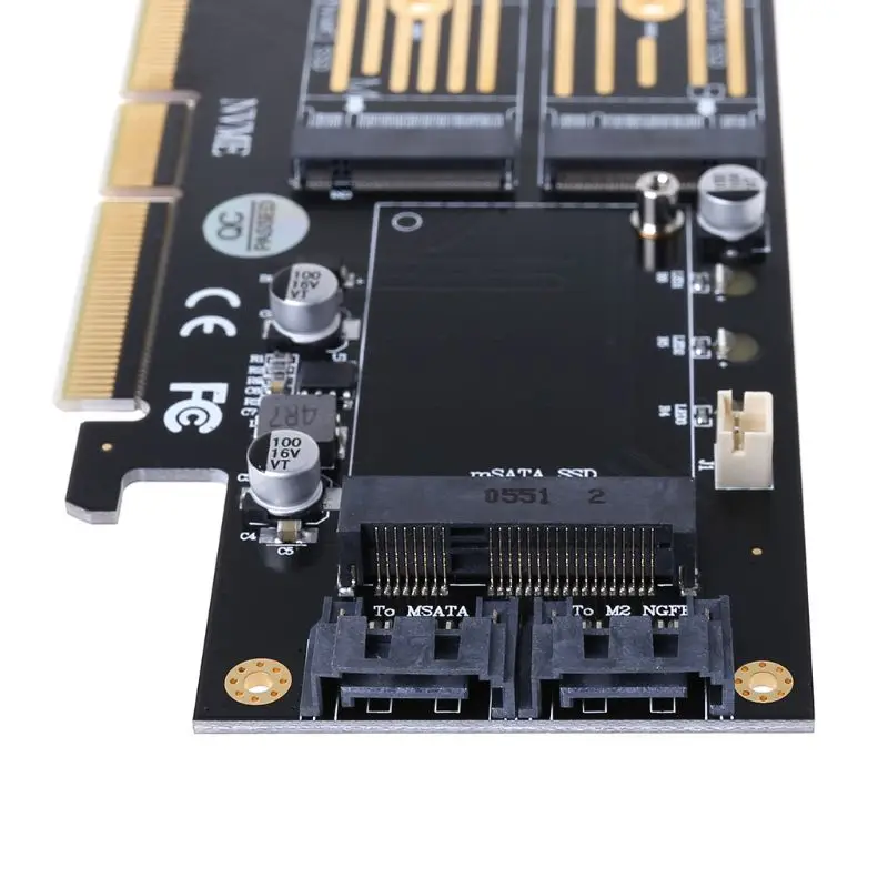 PCI-E 3.0 X16, M. 2 PCIE SSD za M2 Adapter Raiser M, Tipke B Tipka mSATA 2x7Pin SATA Port NVME M2 SSD AHCI mSATA 3in1 Riser Card