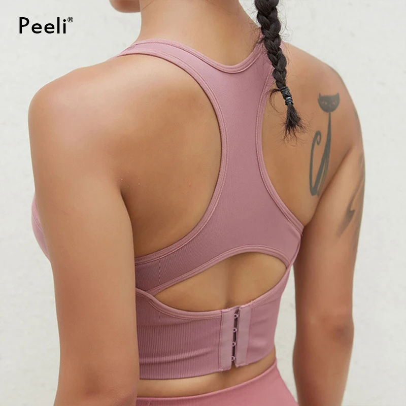Peeli Fitnes Športnih Modrc Ženska Push Up Trdna Backless Joga Modrc Teče Telovadnici Zapestnica Usposabljanje Vaja Femme Perilo Crop Tops