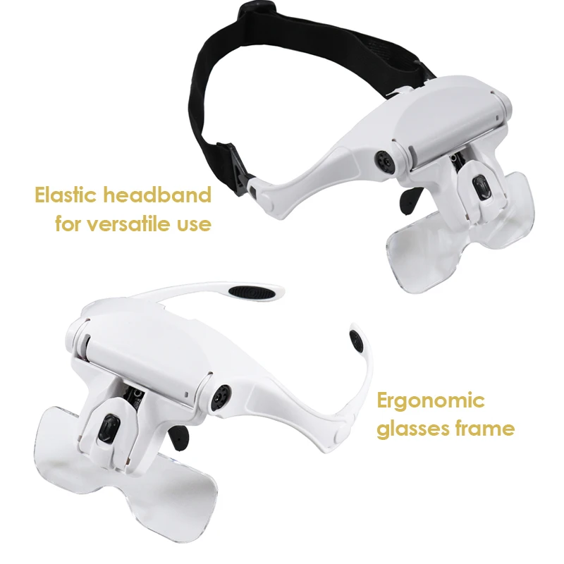 Povečevalna Stekla Moda Prenosni Očala Povečevalna Nastavljiv povečave za celoten zaslon LED S Svetilko Spektakel Tip Glavo Zamenljivi