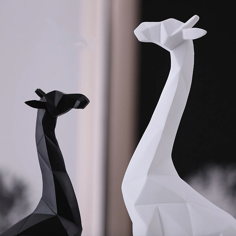 Povzetek Geometrijske Namizja Zaslona White&Black Žirafa Kip Namizje Smolo Obrti Kiparstvo Začetni Dekoracijo Živalskih Figur 126