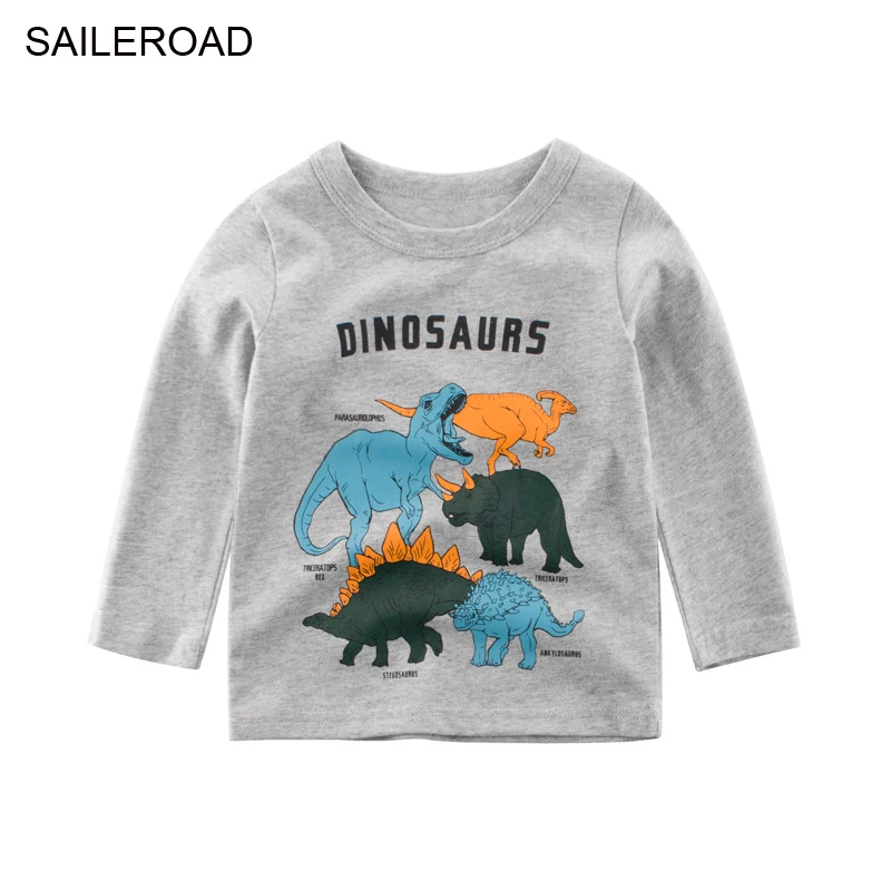 SAILEROAD Živali Dinozavri Otroci, Otroci Fant je Dolgo Rokavi T-Majice Novo Pomlad Otroka, Dojenčka Vrhovi Tees Majica Dekle Oblačila