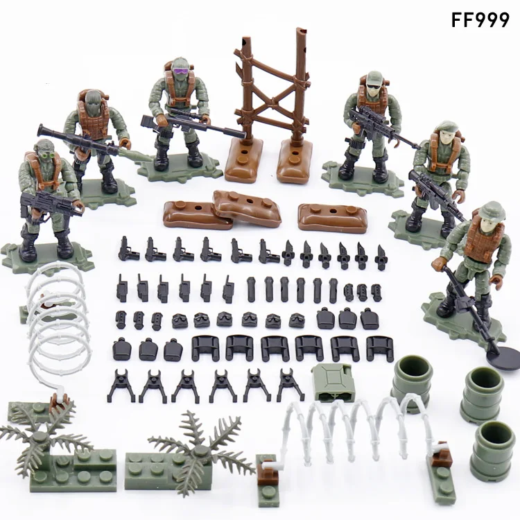 Simulacija ww2 vojske force Jungle vojaki figuric mega gradnik sodobnih vojaških orožje pištolo opeke igrače za fante