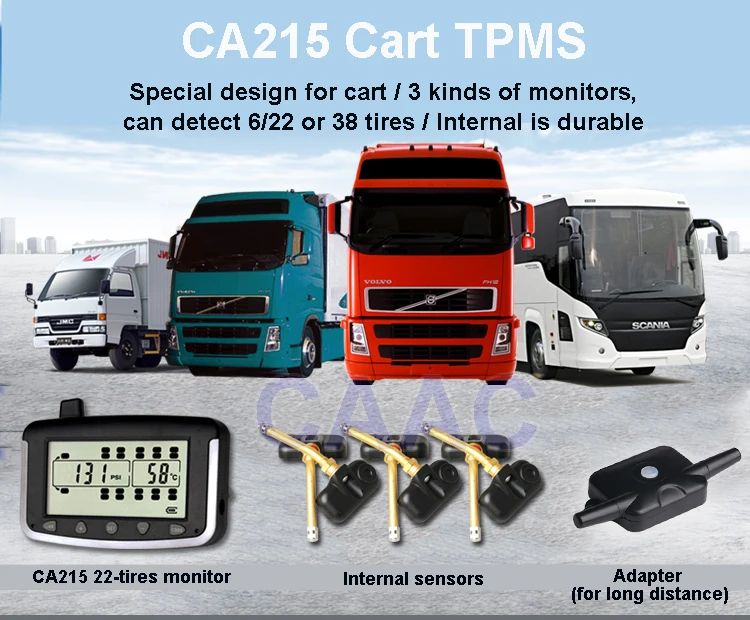 TPMS Nadzor Tlaka v Pnevmatikah Sistem za Tovornjak z 6pcs Notranje Senzorje Visok Nizek Tlak Temperatura Opozorilo Hitro Uhajanje Alarm