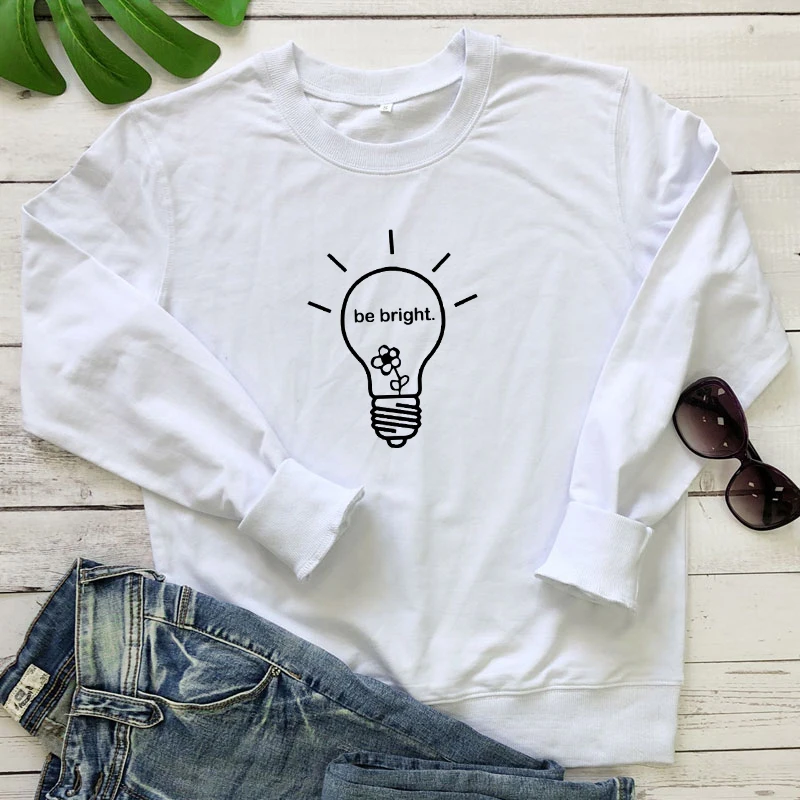 Treba Svetlo Bombaž Majica Boho Žarnica Smart Umetniške Hipi Puloverji Lepe Ženske Grafični Inspirativno Ponudbo Sweatshirts