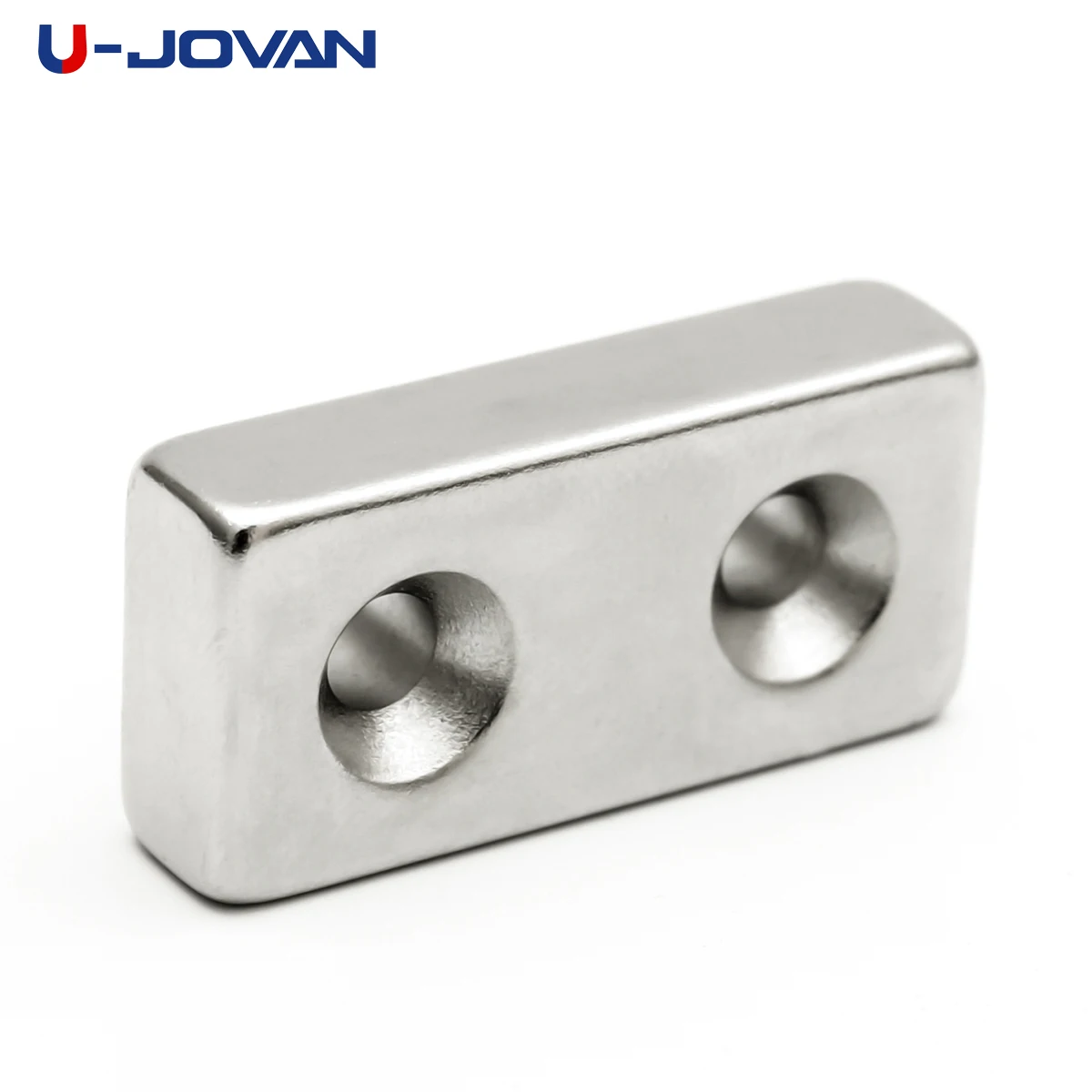 U-JOVAN 1pc 40x20x10 mm Dvojno 5 mm Luknjo N35 Blok Močnim Neodymium Magnetom iz Redkih Zemelj Kvadratnih Magneti 40*20*10-5-5