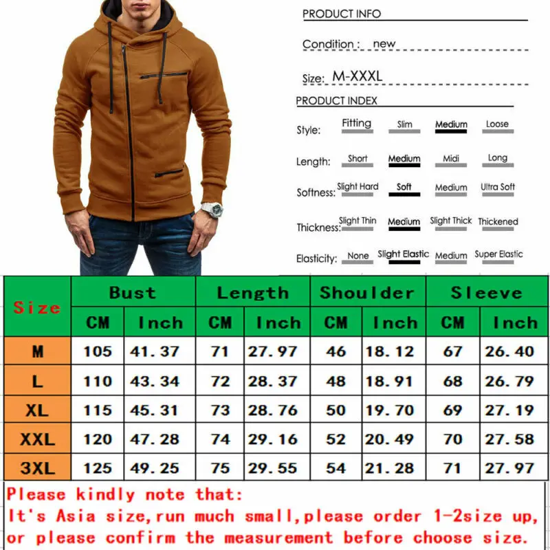 UK Moški Jesenski Zimski pulover s kapuco Majica Telovadnici Suknjič Hooded Zip Gor Puloverju Skakalec Plašč Outwear